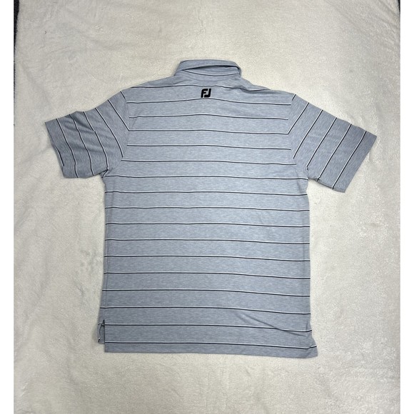 Footjoy Gray Striped Soft Touch Short Sleeve Golf Polo Shirt Men's Size Medium - Picture 7 of 7